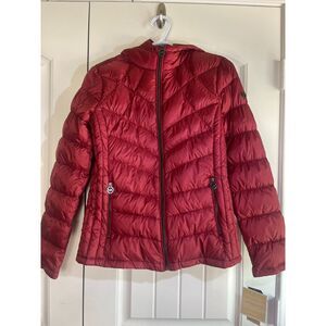 Michael Kors Packable Down Fill Puffer Jacket Women's Small Burnt Red NWT